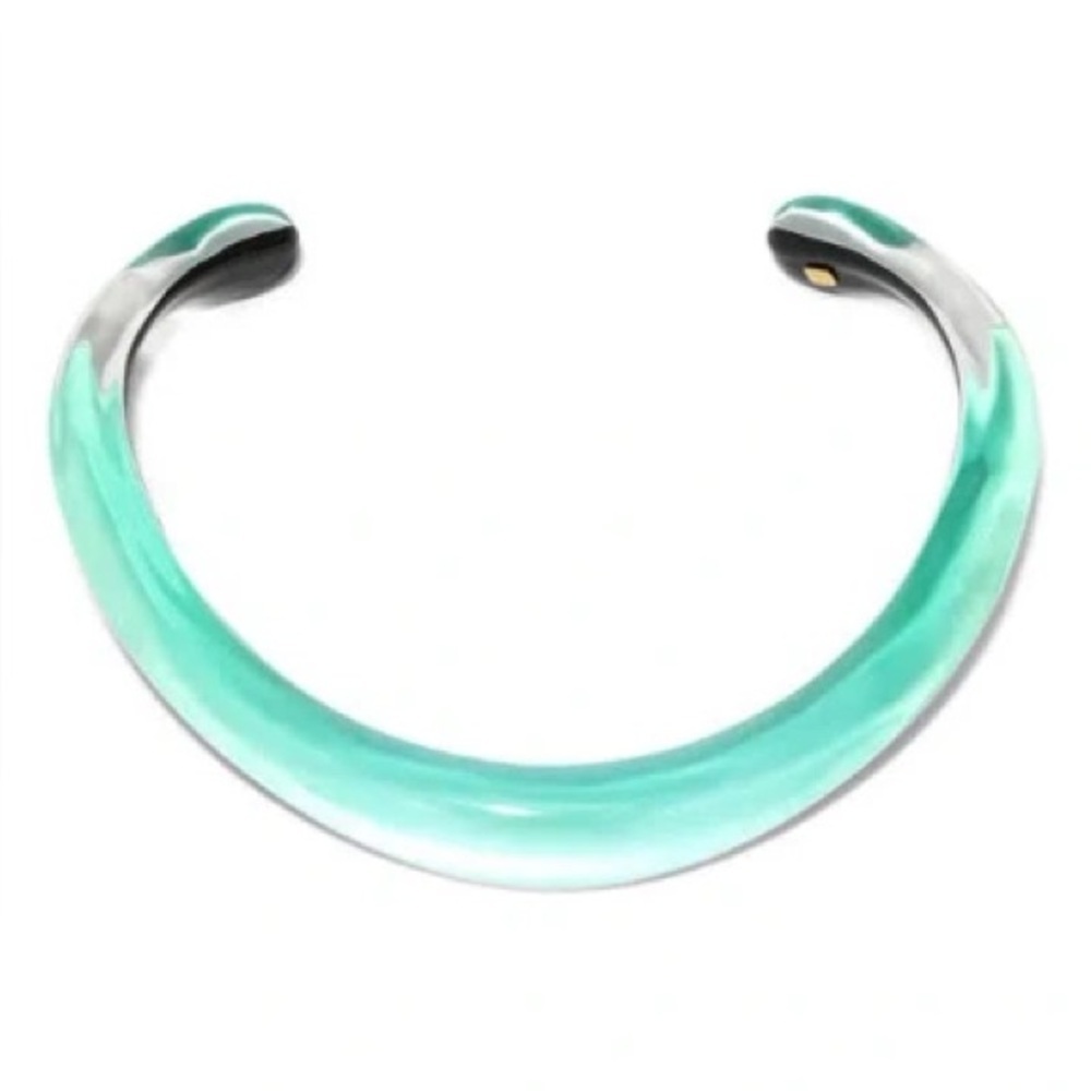 Alexis Bittar Luminous Lucite Collar Necklace Aqua Blue 245$ - Picture 3 of 11